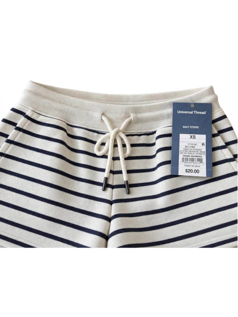 Women's Universal Thread Striped Shorts XS White Navy